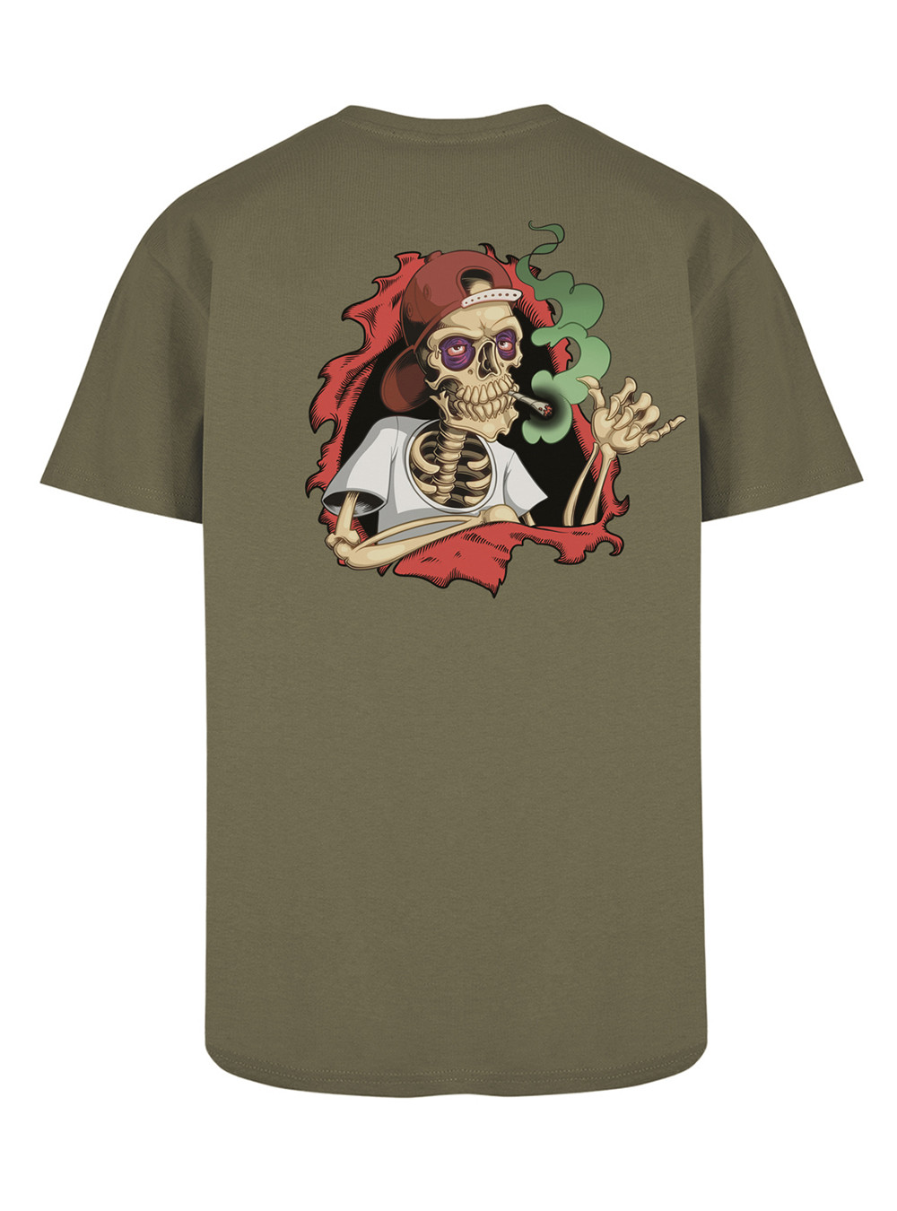 T Shirt L Style Bones Brigade Rouge Vert kaki